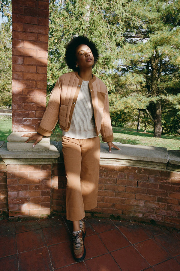 Cropped Quilted Jacket Clove - KORDAL STUDIO
