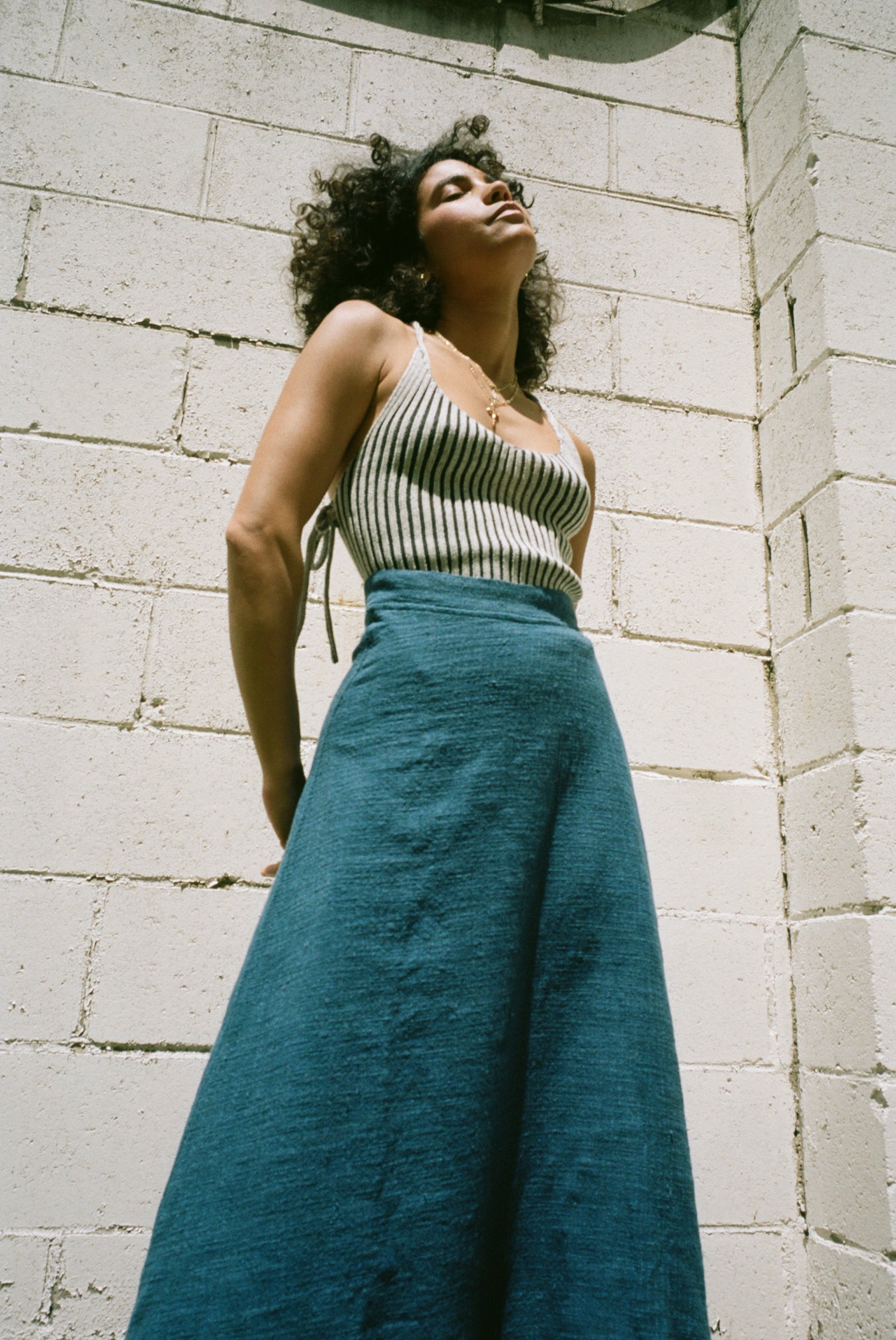 Julianna Wrap Skirt Indigo grid image