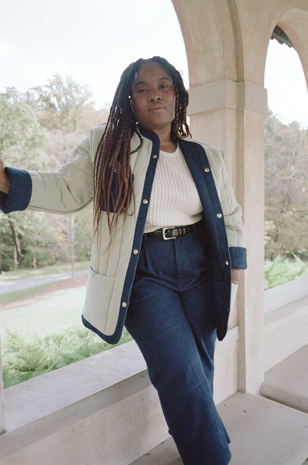 Sawyer Quilted Jacket Denim / Eucalyptus