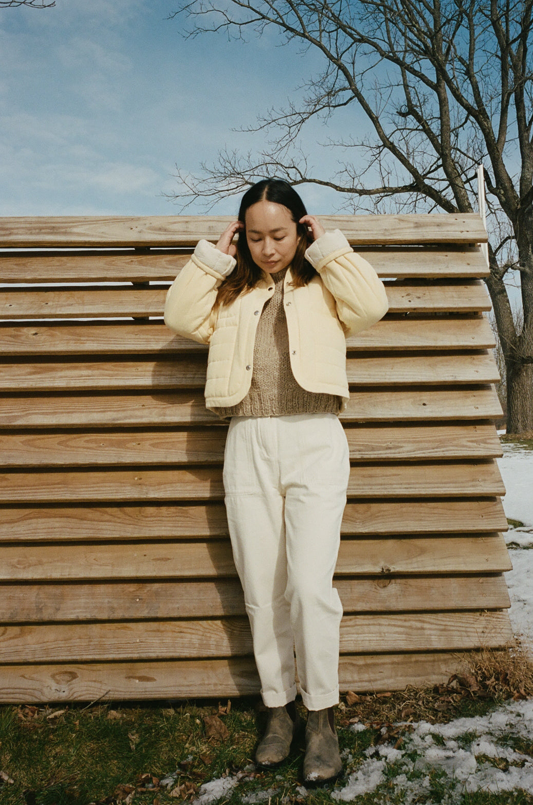 Cropped Quilted Jacket Mellow Yellow