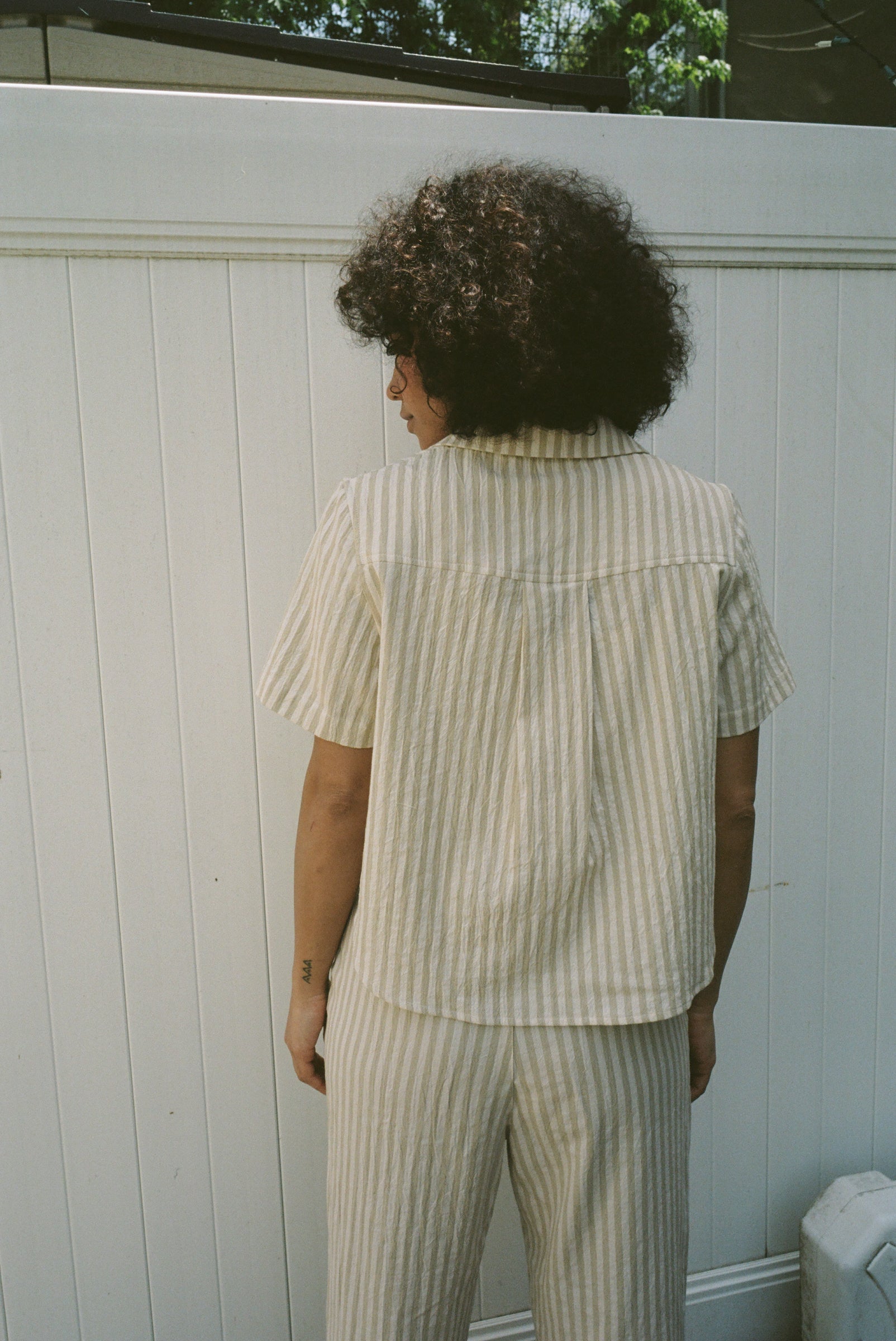 Lisa Button Down Jade Stripe