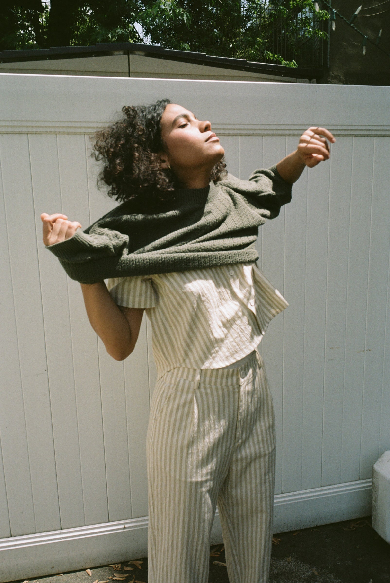 Lisa Button Down Jade Stripe