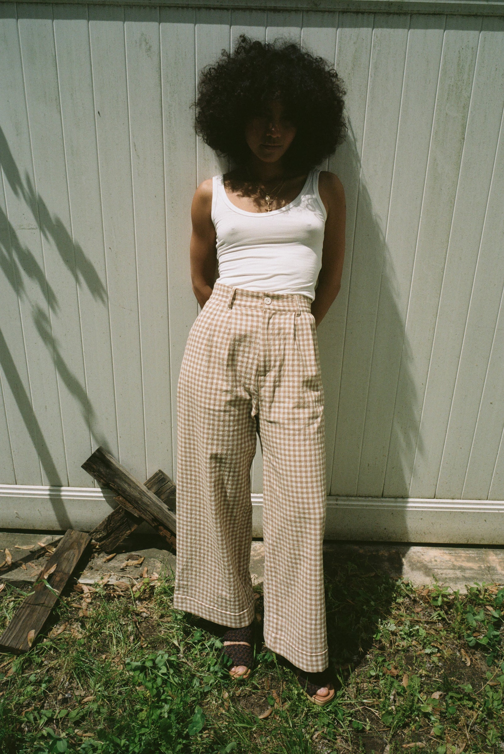 Alma Trouser Blush Gingham