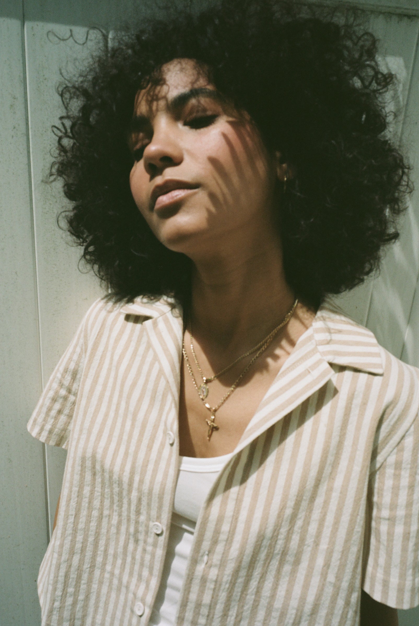 Lisa Button Down Blush Stripe