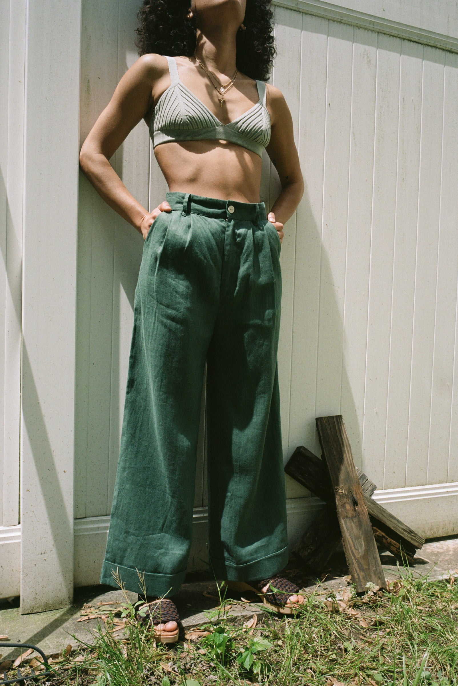 Alma Trouser Basil Linen