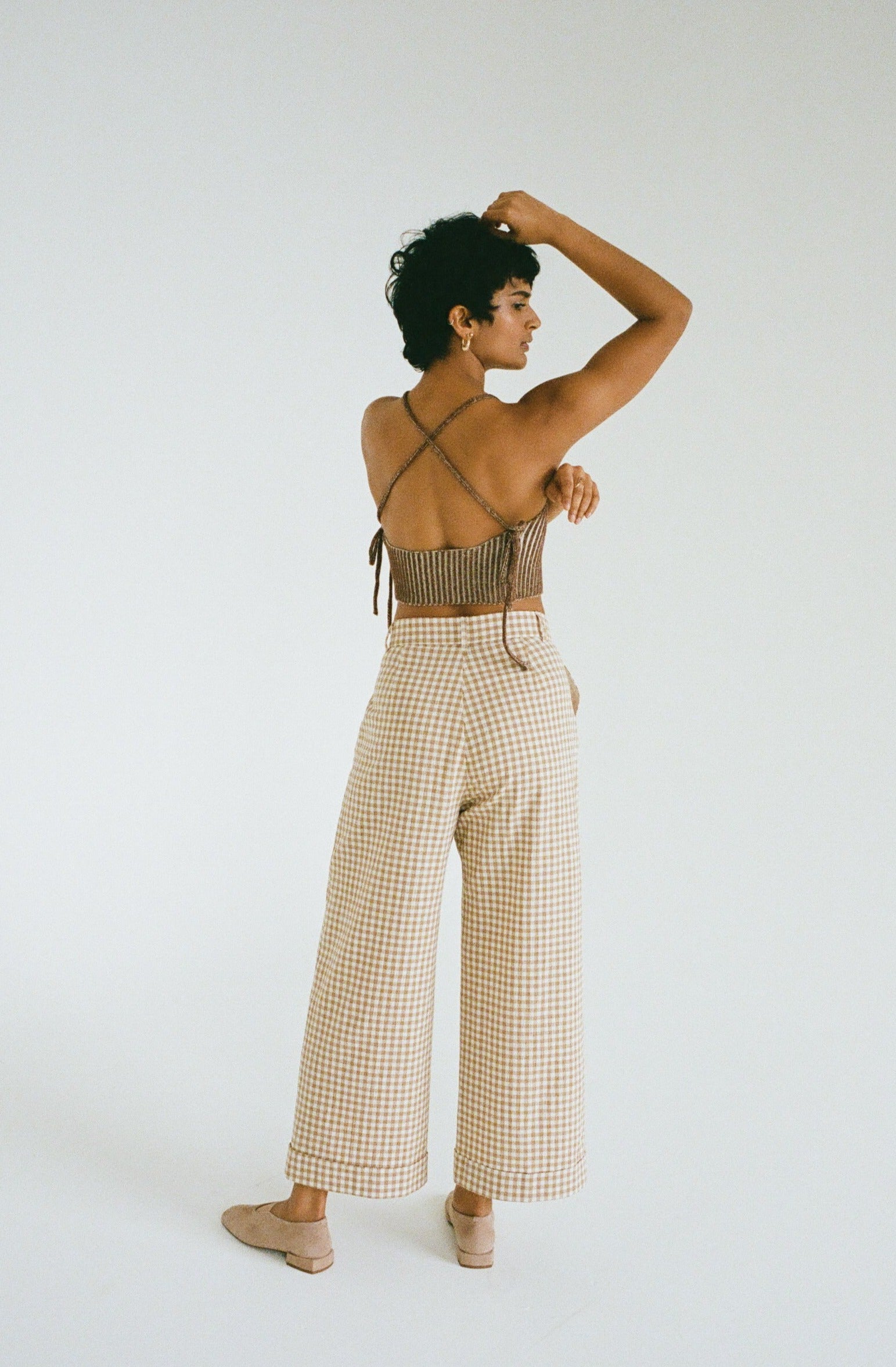 Alma Trouser Blush Gingham