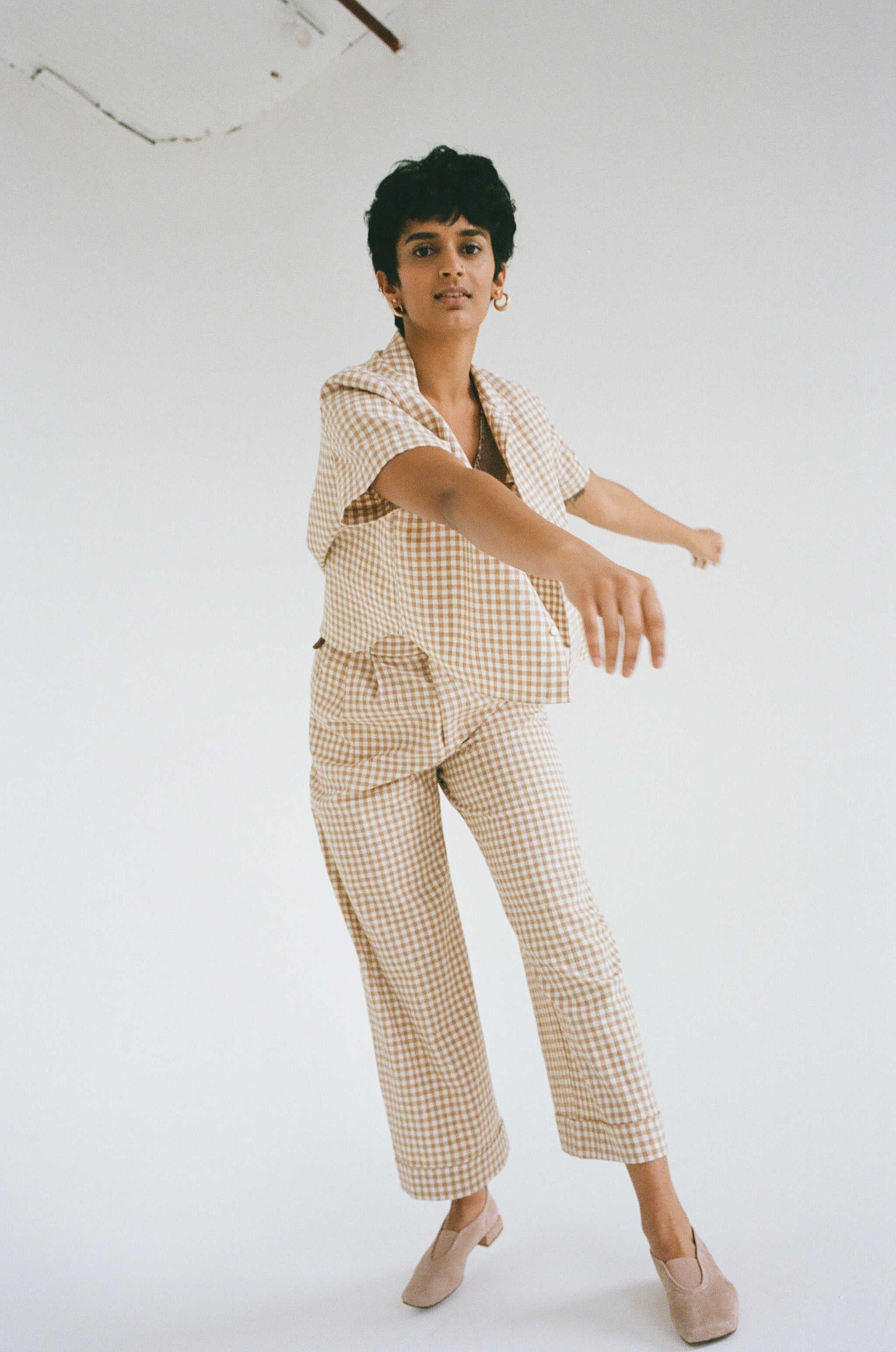 Alma Trouser Blush Gingham