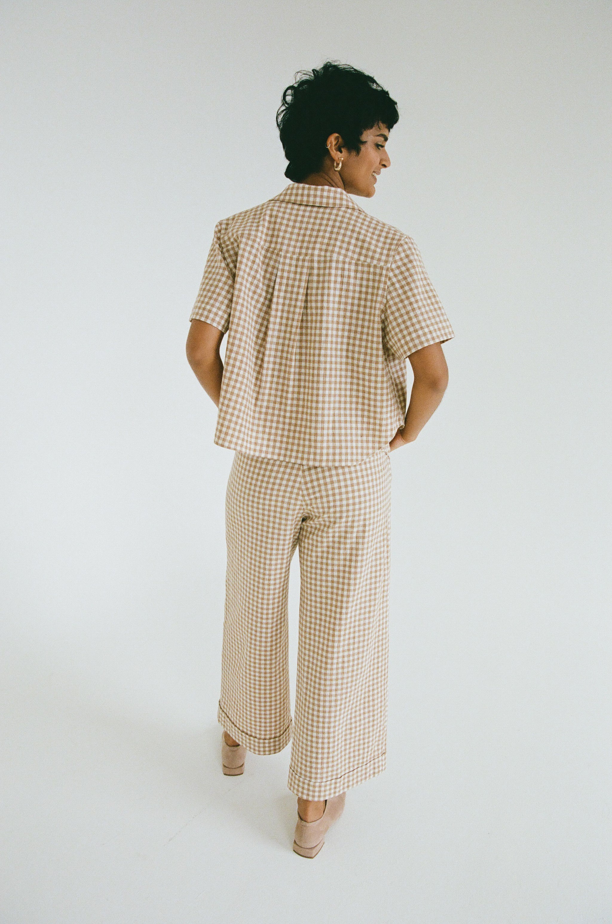 Lisa Button Down Blush Gingham