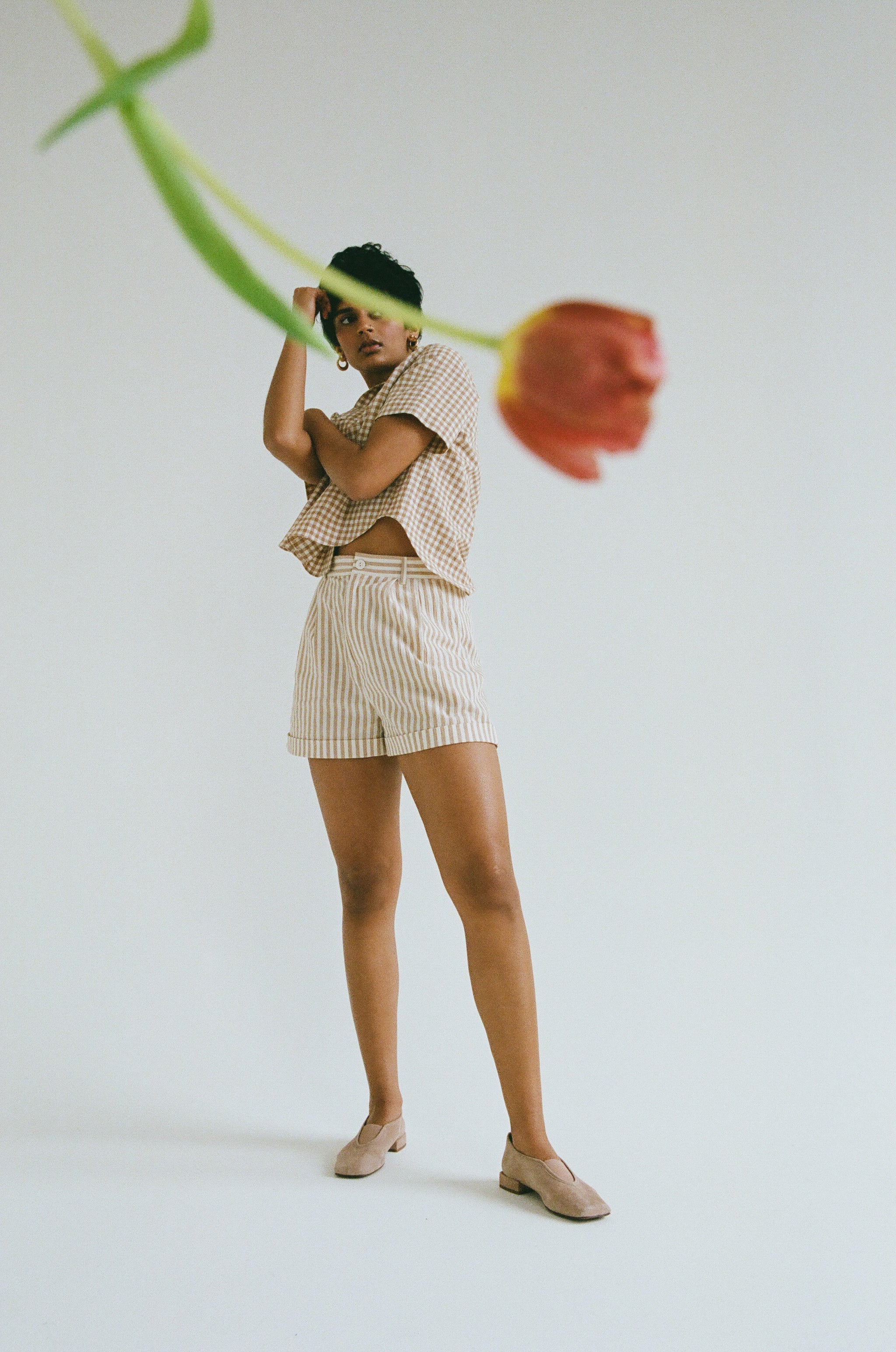 Agnes Short Blush Stripe