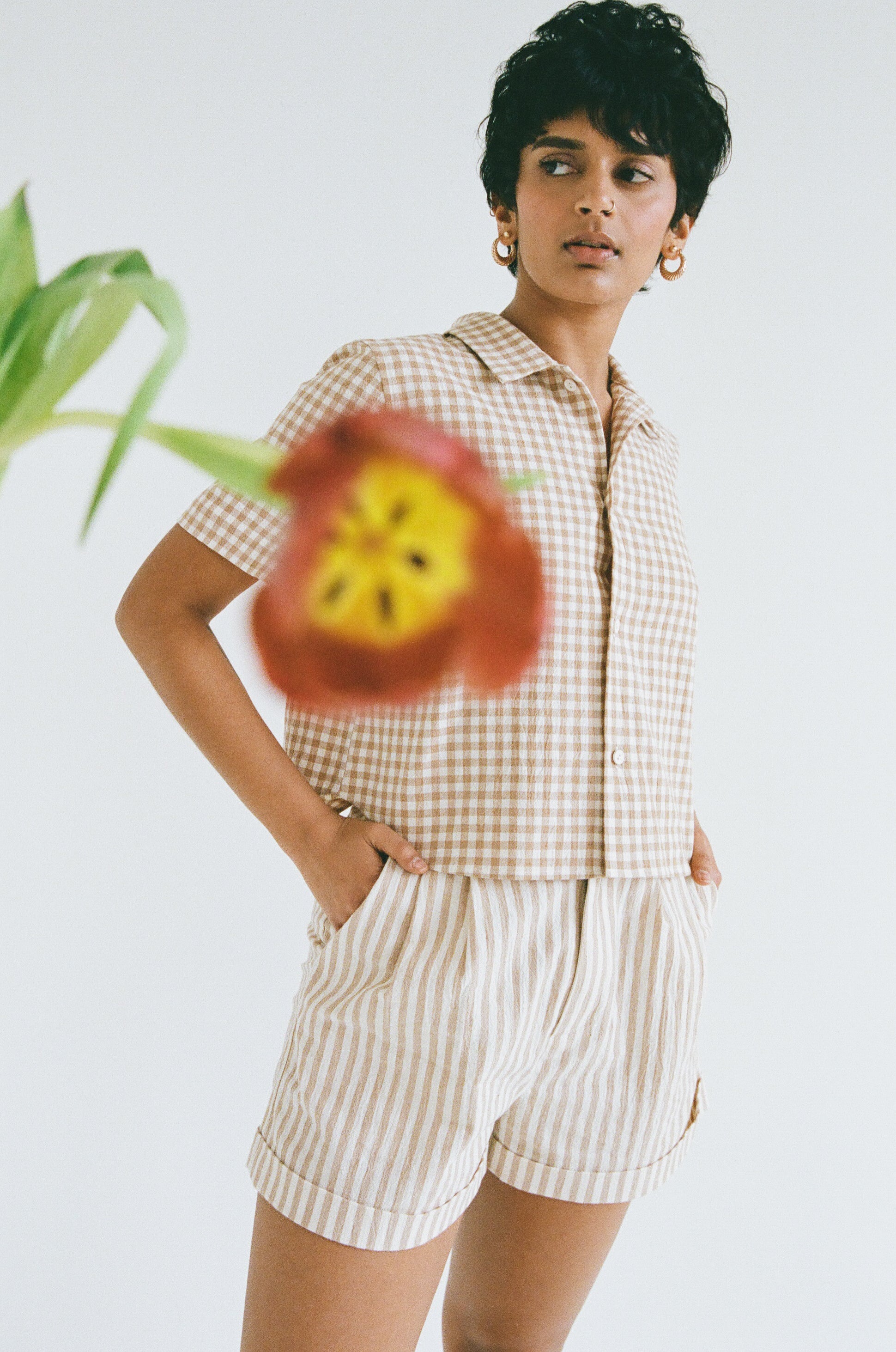 Agnes Short Blush Stripe