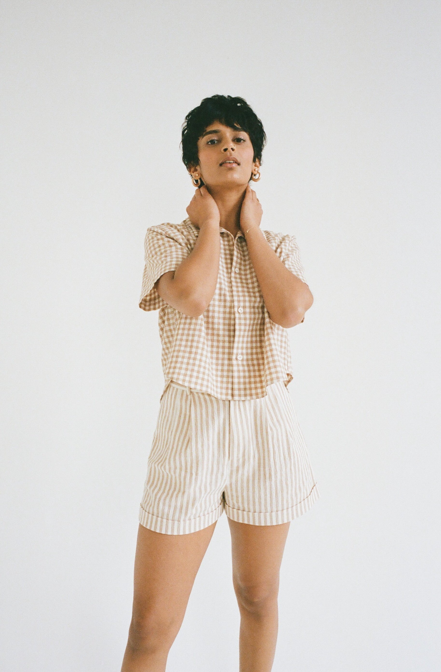 Agnes Short Blush Stripe