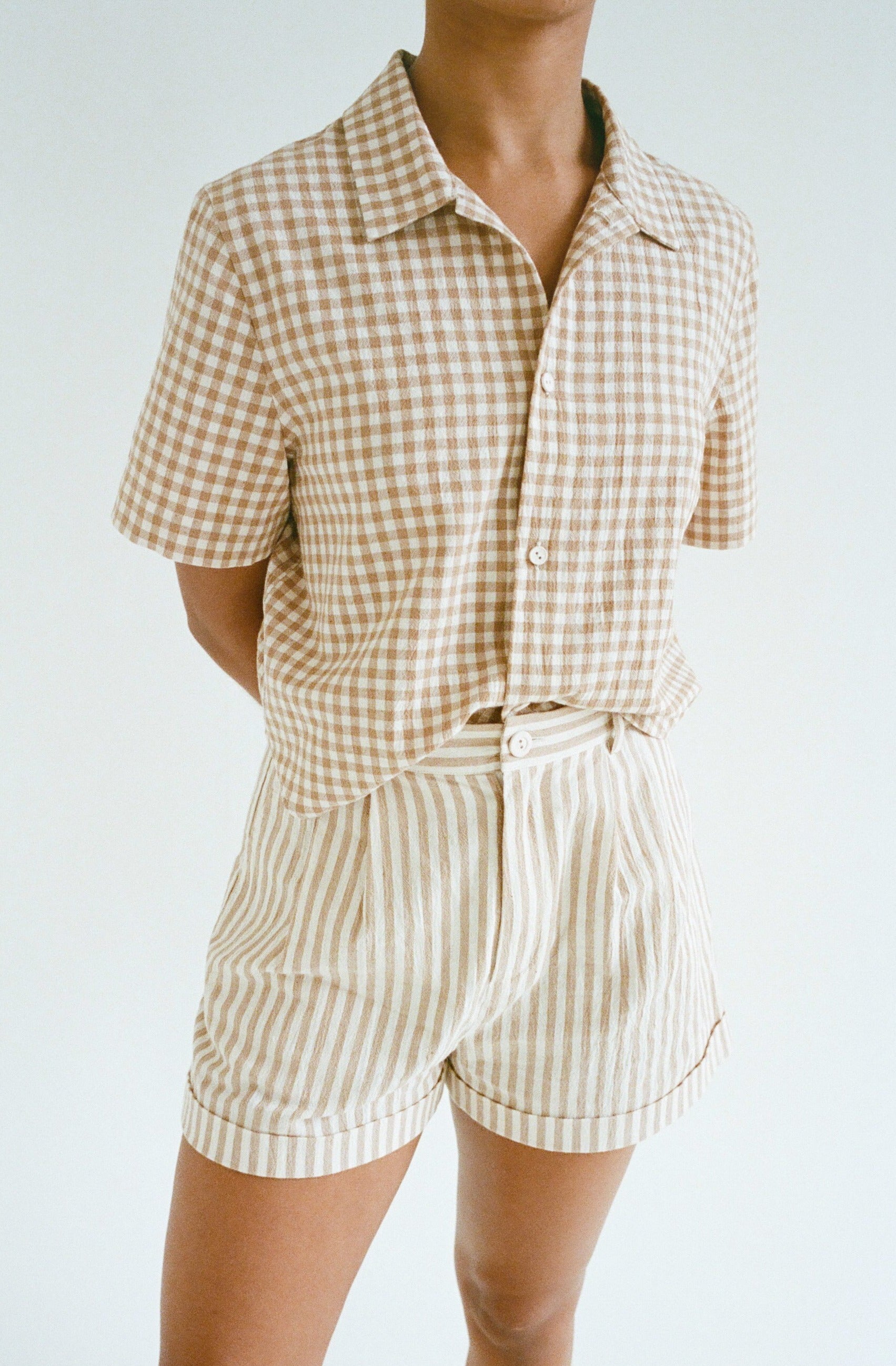 Lisa Button Down Blush Gingham