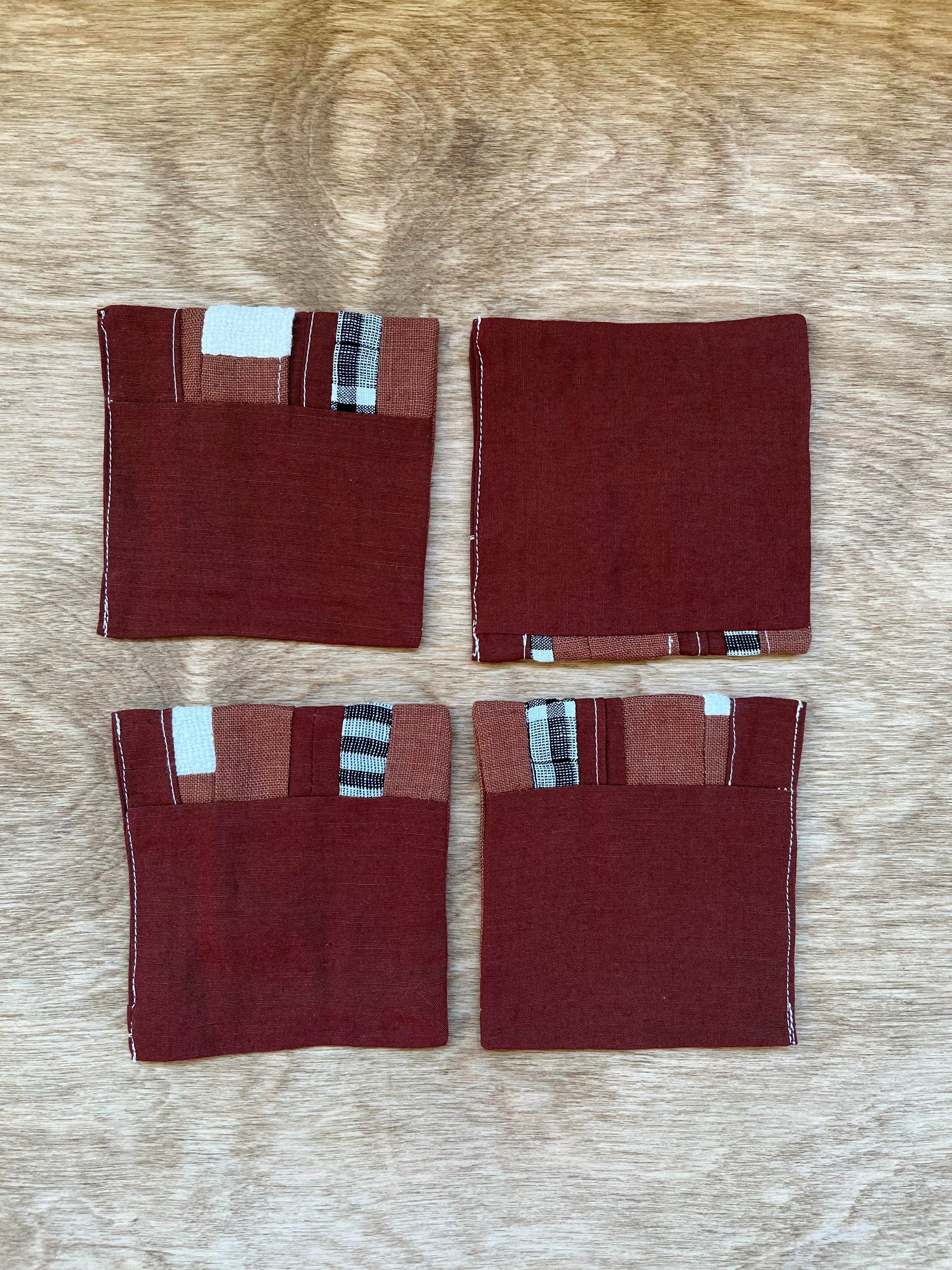 Quilted Coasters Red/Clove Multi (Set of 4)