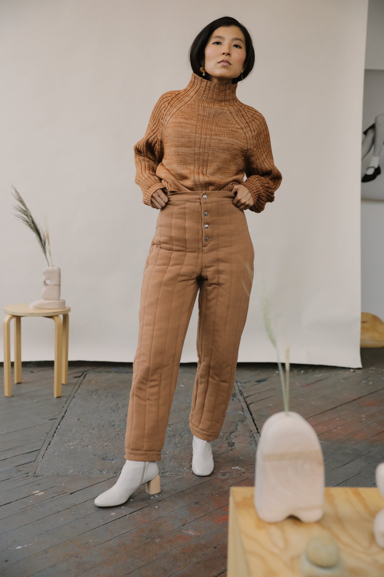 Riley Quilted Pants Clay - KORDAL STUDIO