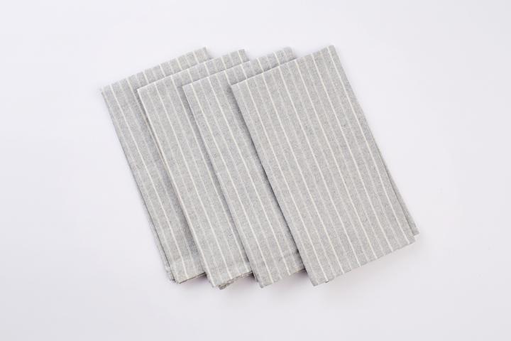 Meema Napkins, Set of 4 Grey Stripe