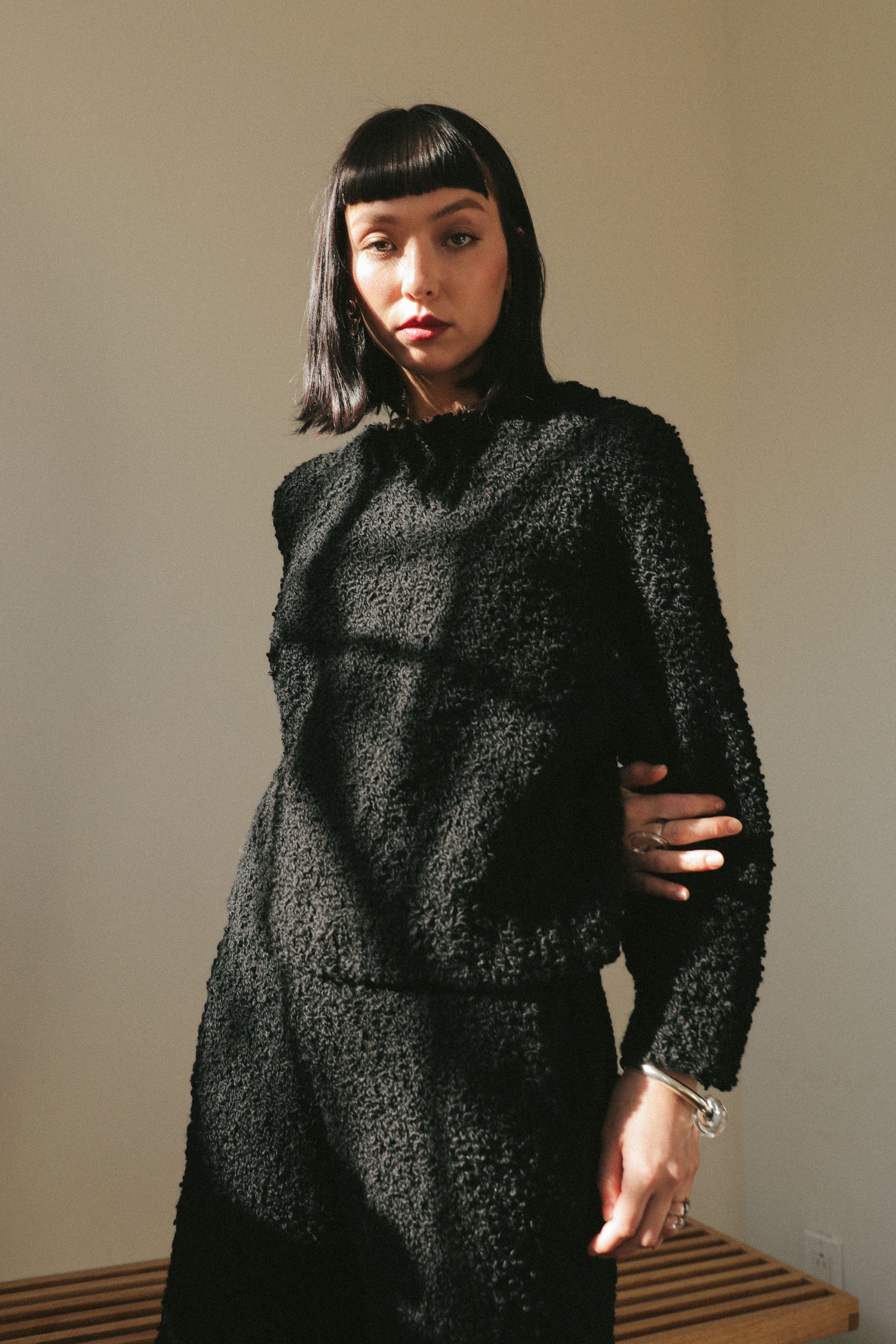 Textured Sweater Black grid image